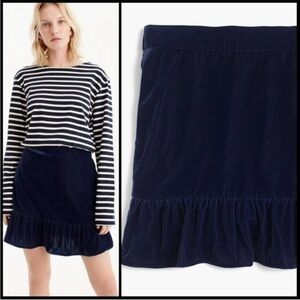 J. Crew Blue Velvet Skirt
